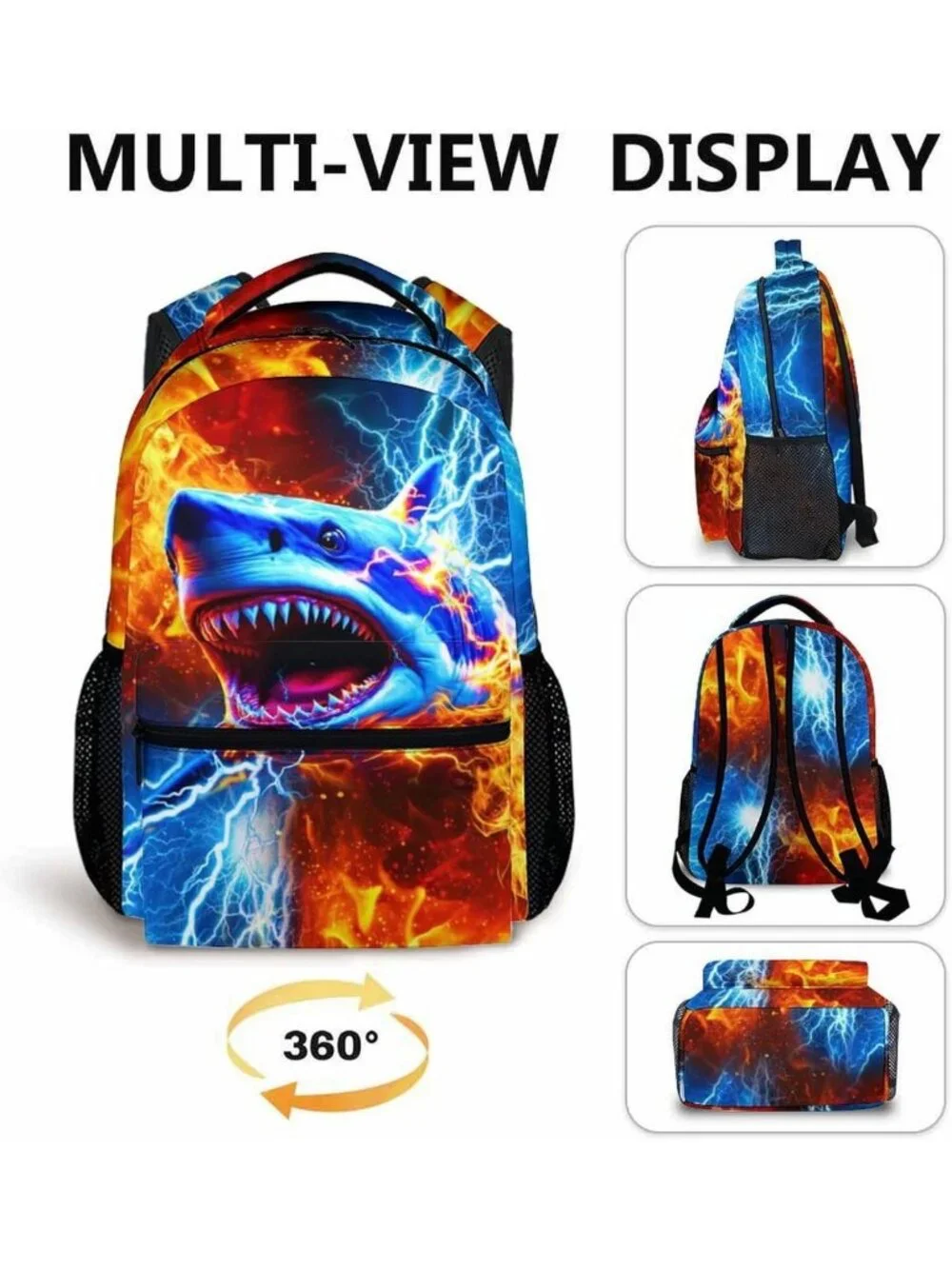 Cool Shark Backpack for Boys - Lightweight 17